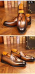 Elegant Genuine Leather Slip-On Oxford Loafers for Men - Formal and Casual Dress Shoes for Office & Career with Pointed Toe Design